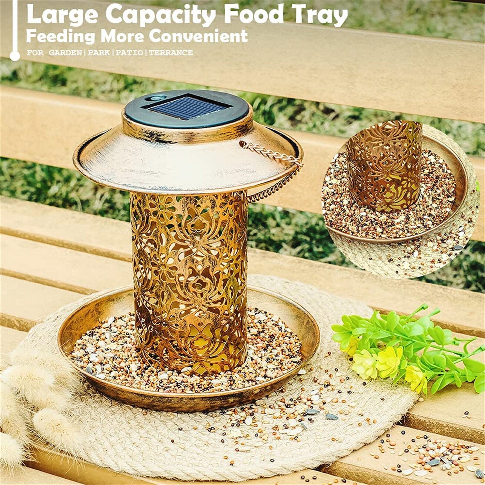 Solar Bird Seed Feeder Hanging Outdoor Garden Tristar Online