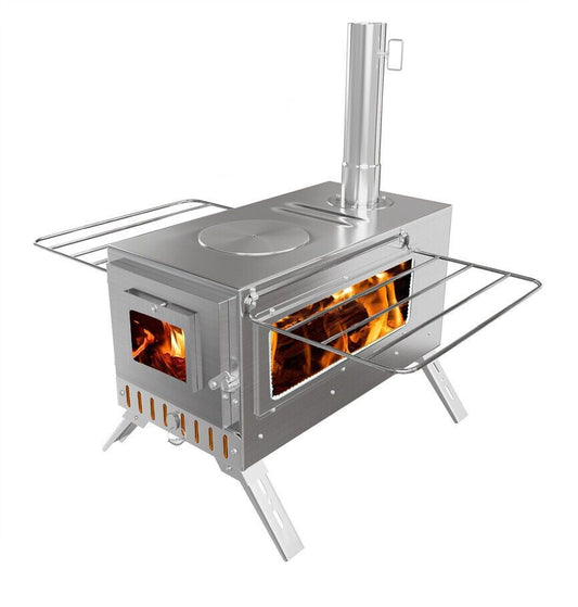 Stainless Steel Wood Burning Stove 1 Burner Camping BBQ with Chimney Tristar Online