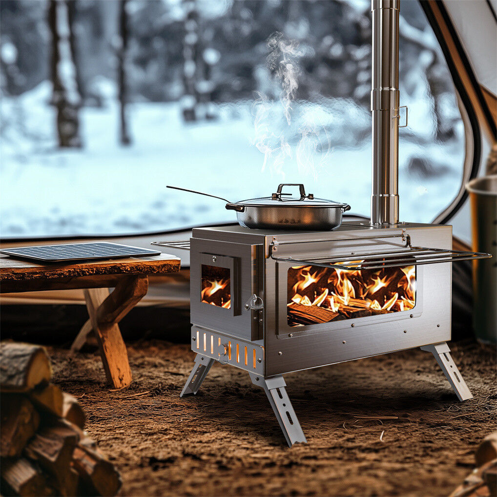 Stainless Steel Wood Burning Stove 1 Burner Camping BBQ with Chimney Tristar Online