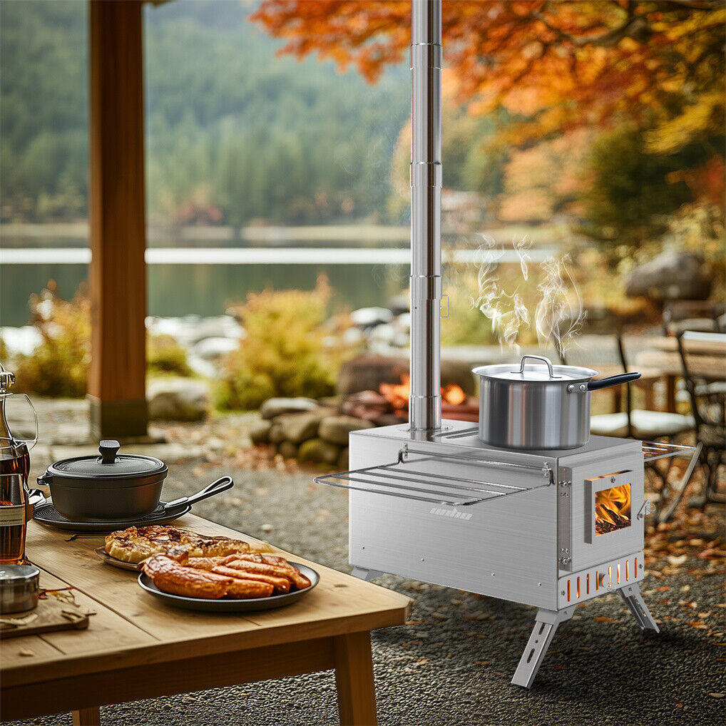 Stainless Steel Wood Burning Stove 1 Burner Camping BBQ with Chimney Tristar Online