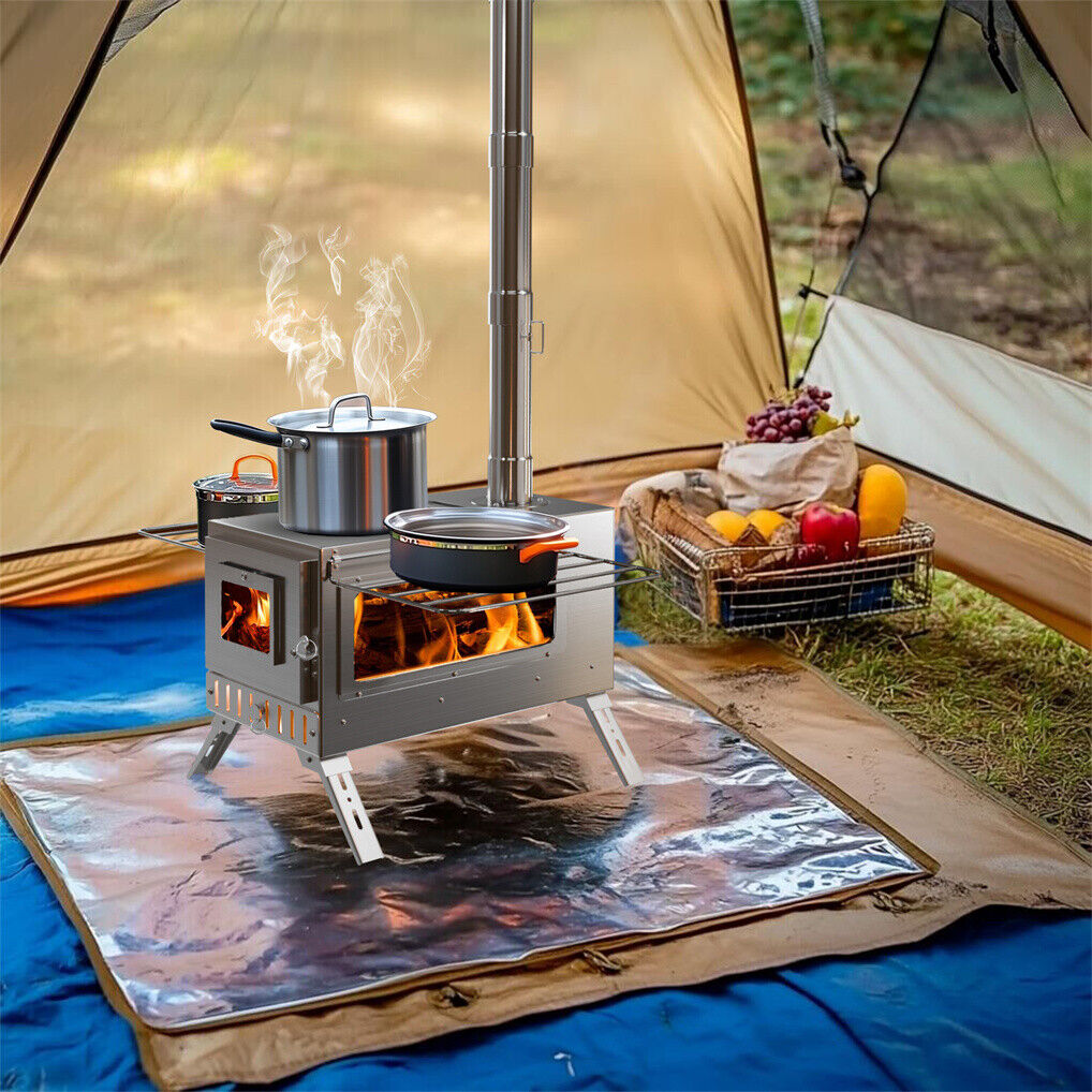Stainless Steel Wood Burner Stove for Camping w/ Chimney & Bag Tristar Online