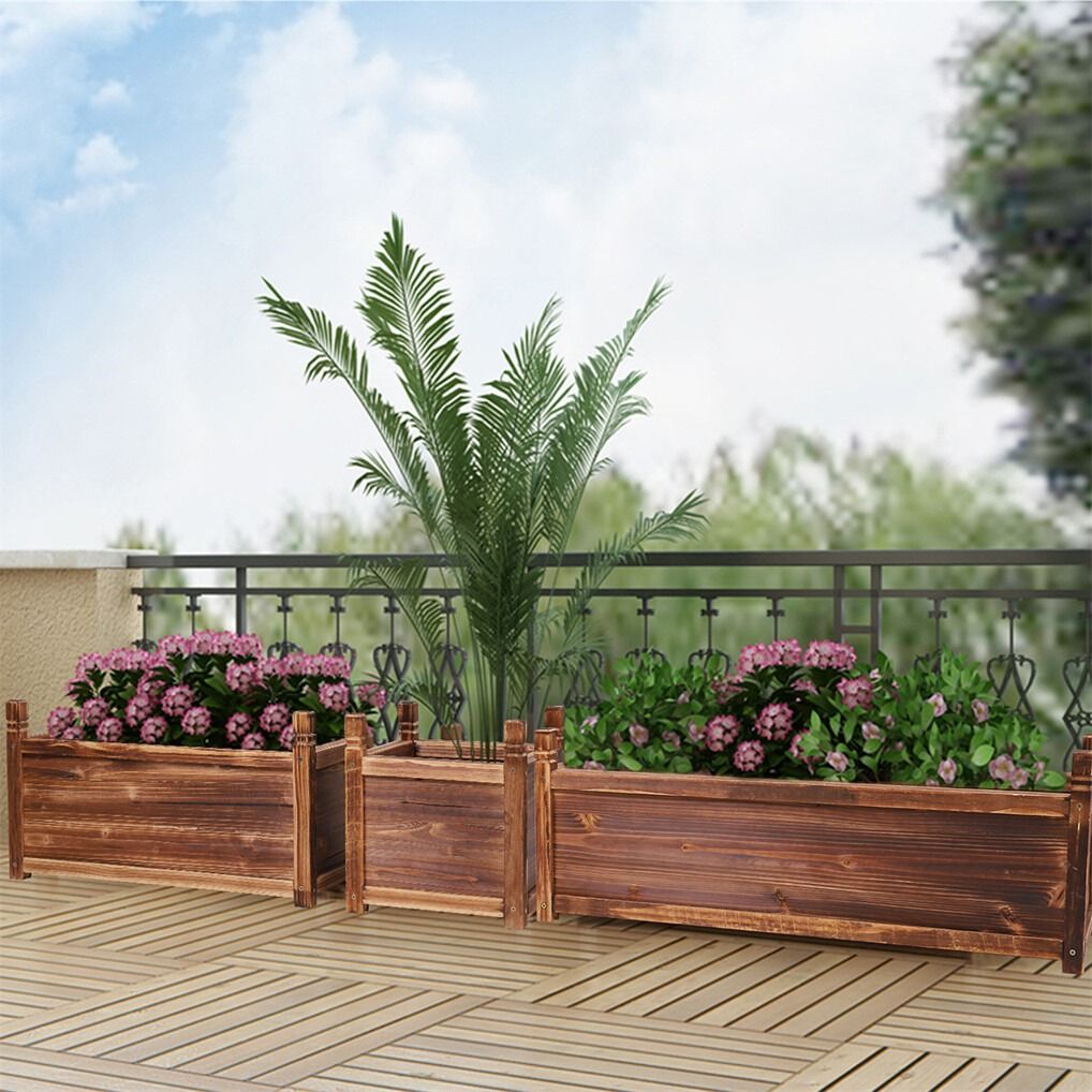 Large Raised Garden Bed Wooden Planter 90x30x33cm Tristar Online