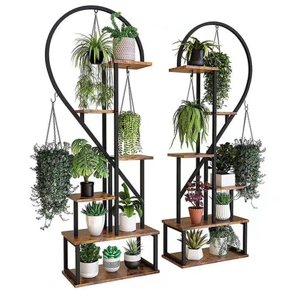 6 Tier Corner Plant Stand Metal & MDF Ladder Shelf Rack Tristar Online