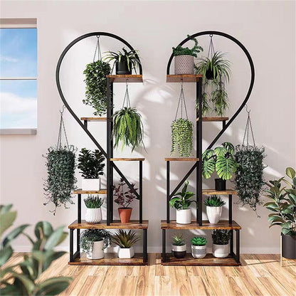 6 Tier Corner Plant Stand Metal & MDF Ladder Shelf Rack Tristar Online