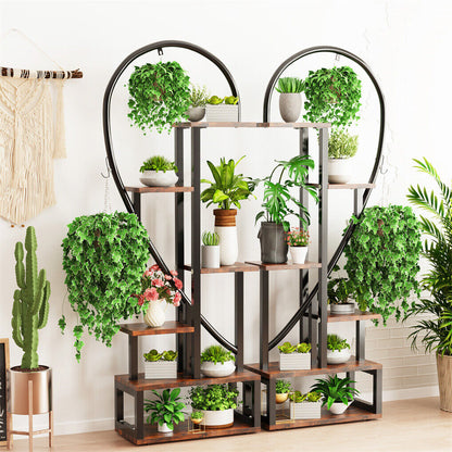 6 Tier Corner Plant Stand Metal & MDF Ladder Shelf Rack Tristar Online