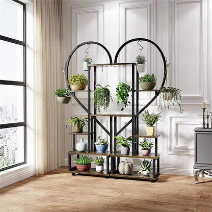 6 Tier Corner Plant Stand Metal & MDF Ladder Shelf Rack Tristar Online