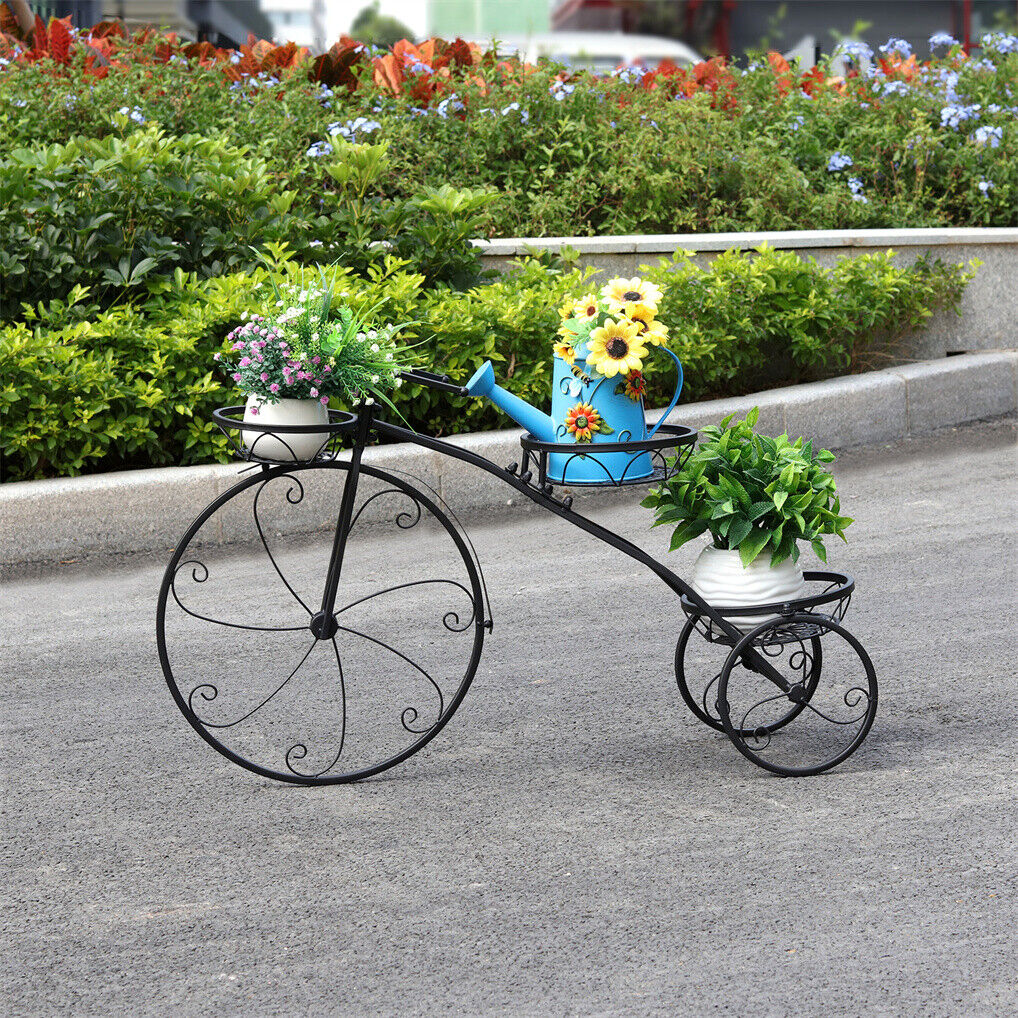 Iron Tricycle Plant Stand Pot Holder Black Solid Pattern Tristar Online