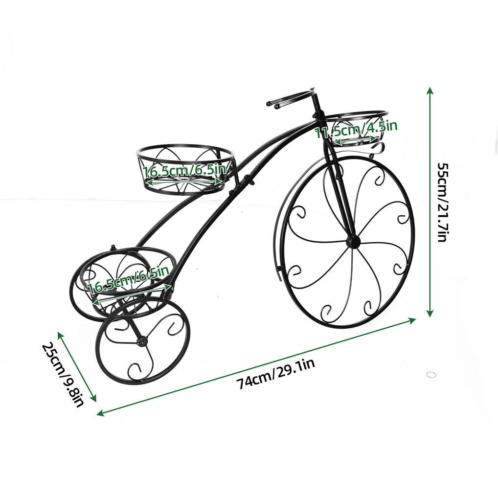 Iron Tricycle Plant Stand Pot Holder Black Solid Pattern Tristar Online