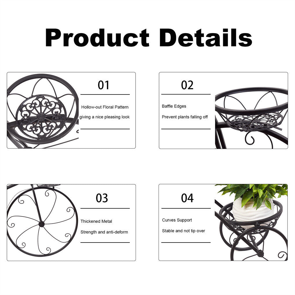 Iron Tricycle Plant Stand Pot Holder Black Solid Pattern Tristar Online