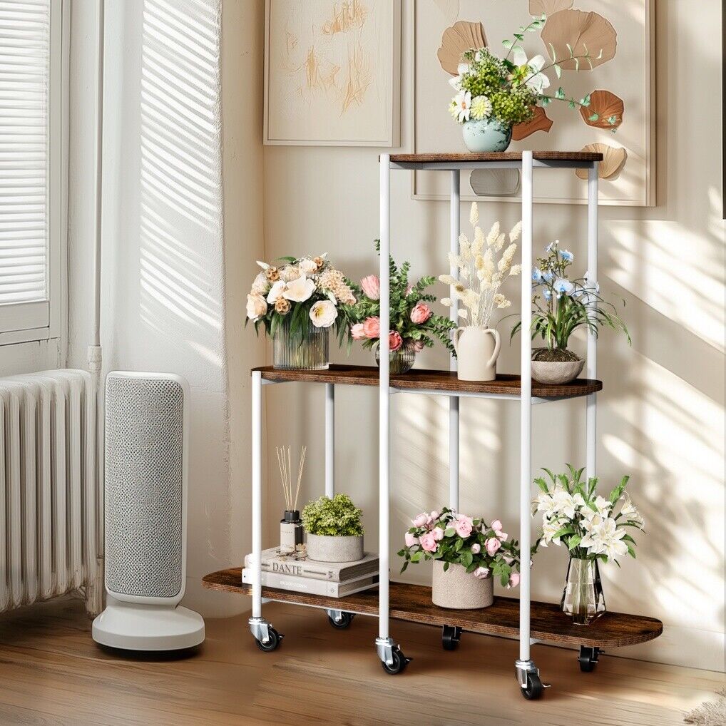 Plant Stand with Wheels Indoor Outdoor Flower Rack Display Tristar Online