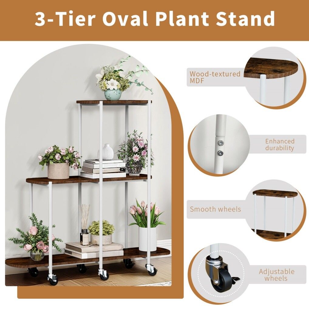Plant Stand with Wheels Indoor Outdoor Flower Rack Display Tristar Online