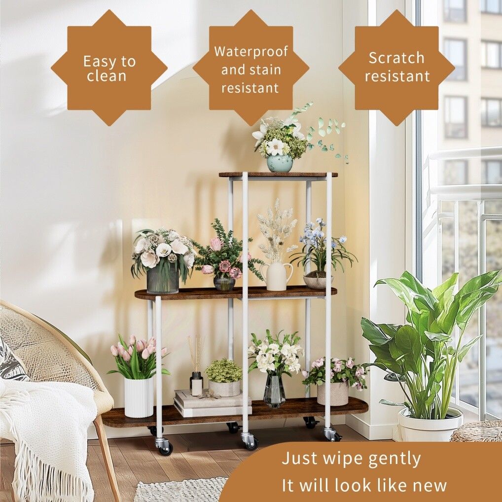 Plant Stand with Wheels Indoor Outdoor Flower Rack Display Tristar Online
