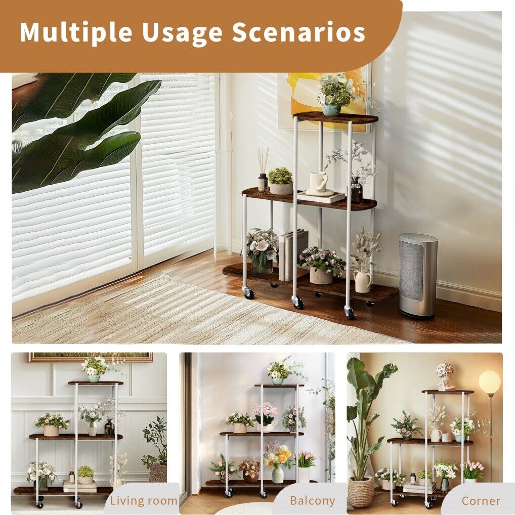 Plant Stand with Wheels Indoor Outdoor Flower Rack Display Tristar Online