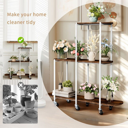 Plant Stand with Wheels Indoor Outdoor Flower Rack Display Tristar Online