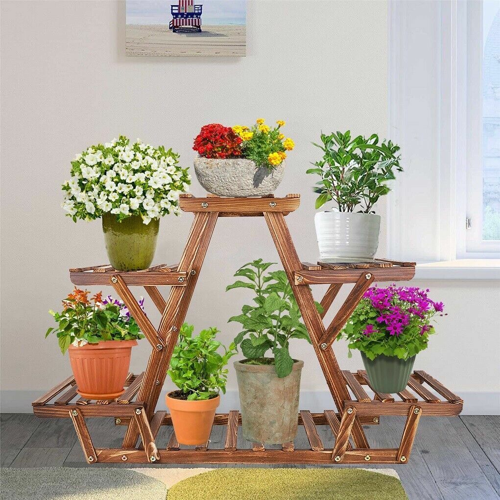 Wooden 6 Tier Plant Stand A-Frame Flower Pot Display Organizer Tristar Online