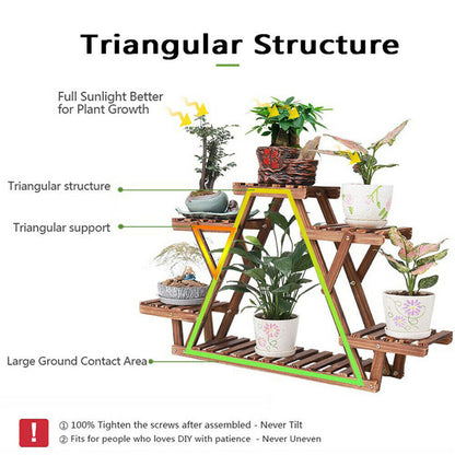 Wooden 6 Tier Plant Stand A-Frame Flower Pot Display Organizer Tristar Online