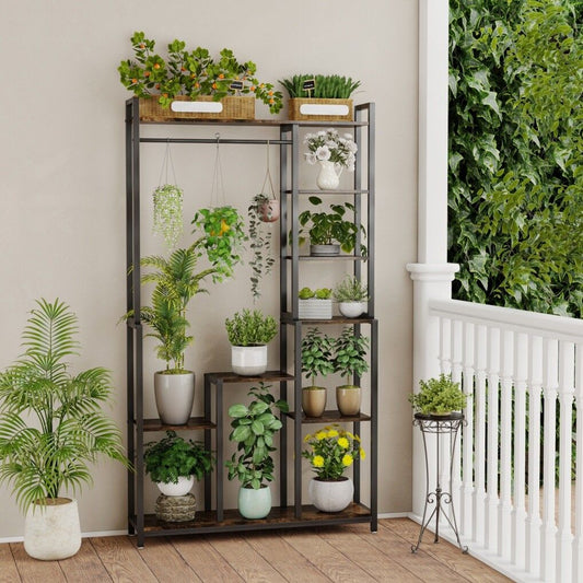Plant Stand Shelf Rack with Hanging Rod Indoor Outdoor Display Tristar Online
