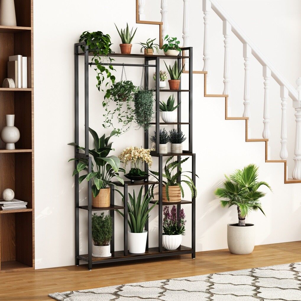 Plant Stand Shelf Rack with Hanging Rod Indoor Outdoor Display Tristar Online
