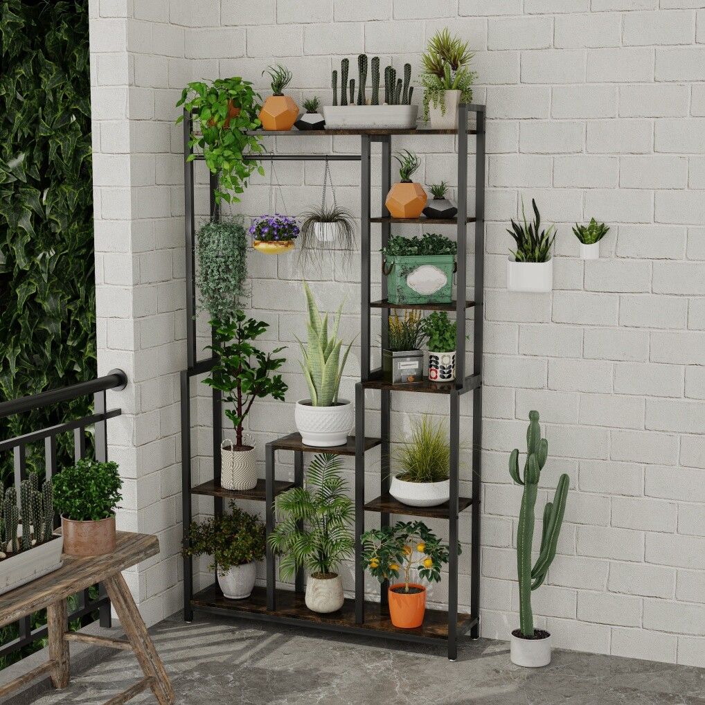 Plant Stand Shelf Rack with Hanging Rod Indoor Outdoor Display Tristar Online