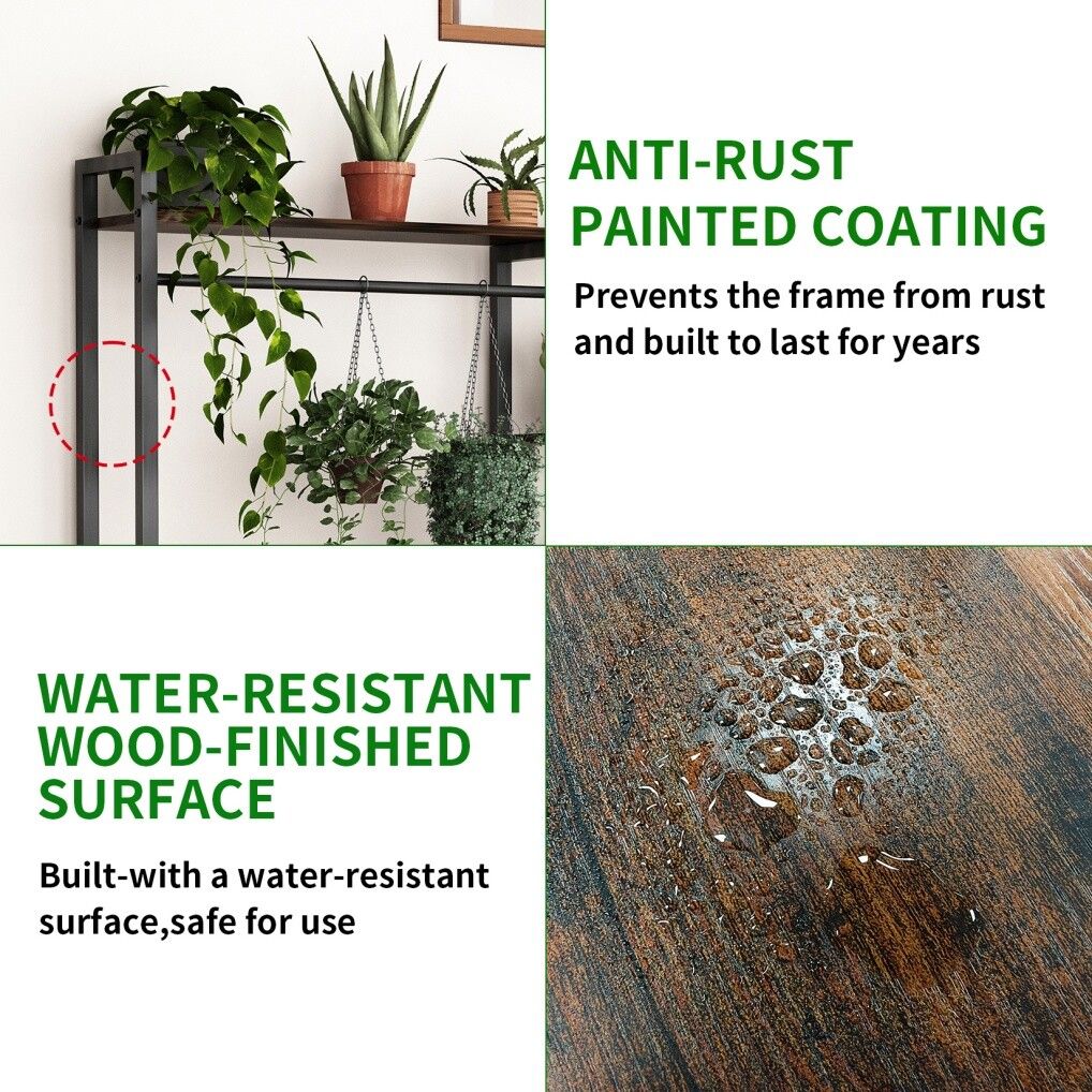 Plant Stand Shelf Rack with Hanging Rod Indoor Outdoor Display Tristar Online