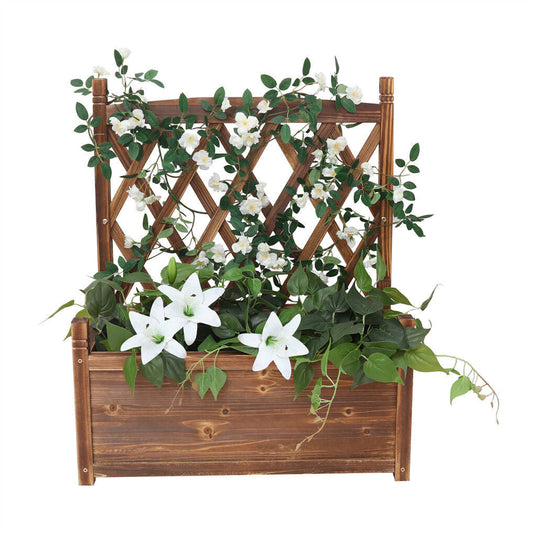 Elevated Small Wooden Planter Box 64x37x76cm with Trellis Tristar Online