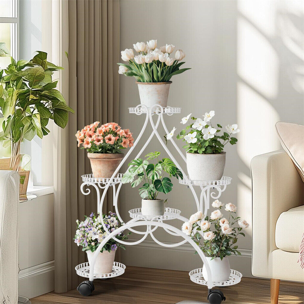 Movable Metal Plant Stand Garden Cart Indoor/Outdoor Decor Tristar Online