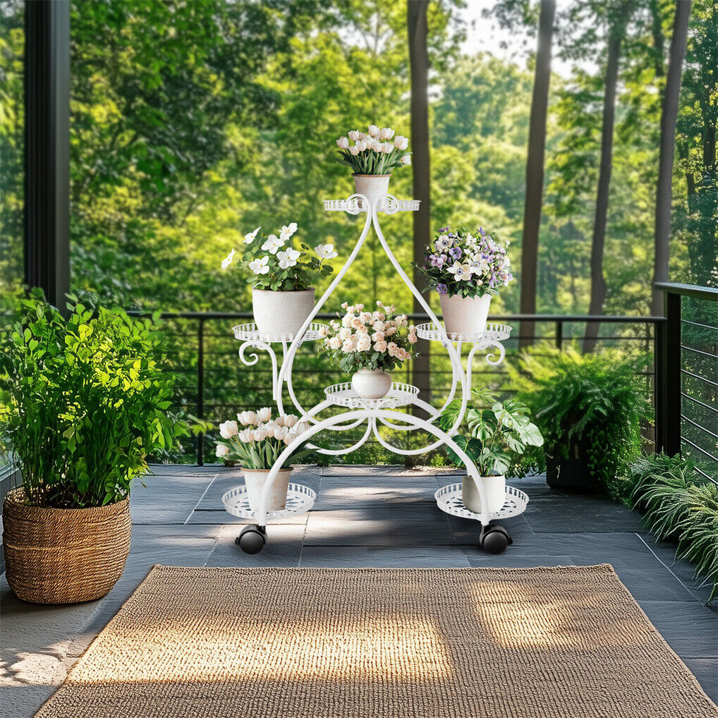 Movable Metal Plant Stand Garden Cart Indoor/Outdoor Decor Tristar Online