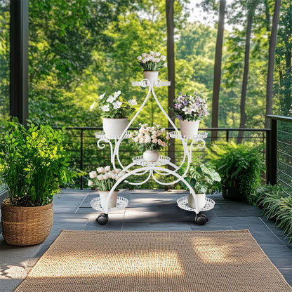 Movable Metal Plant Stand Garden Cart Indoor/Outdoor Decor Tristar Online