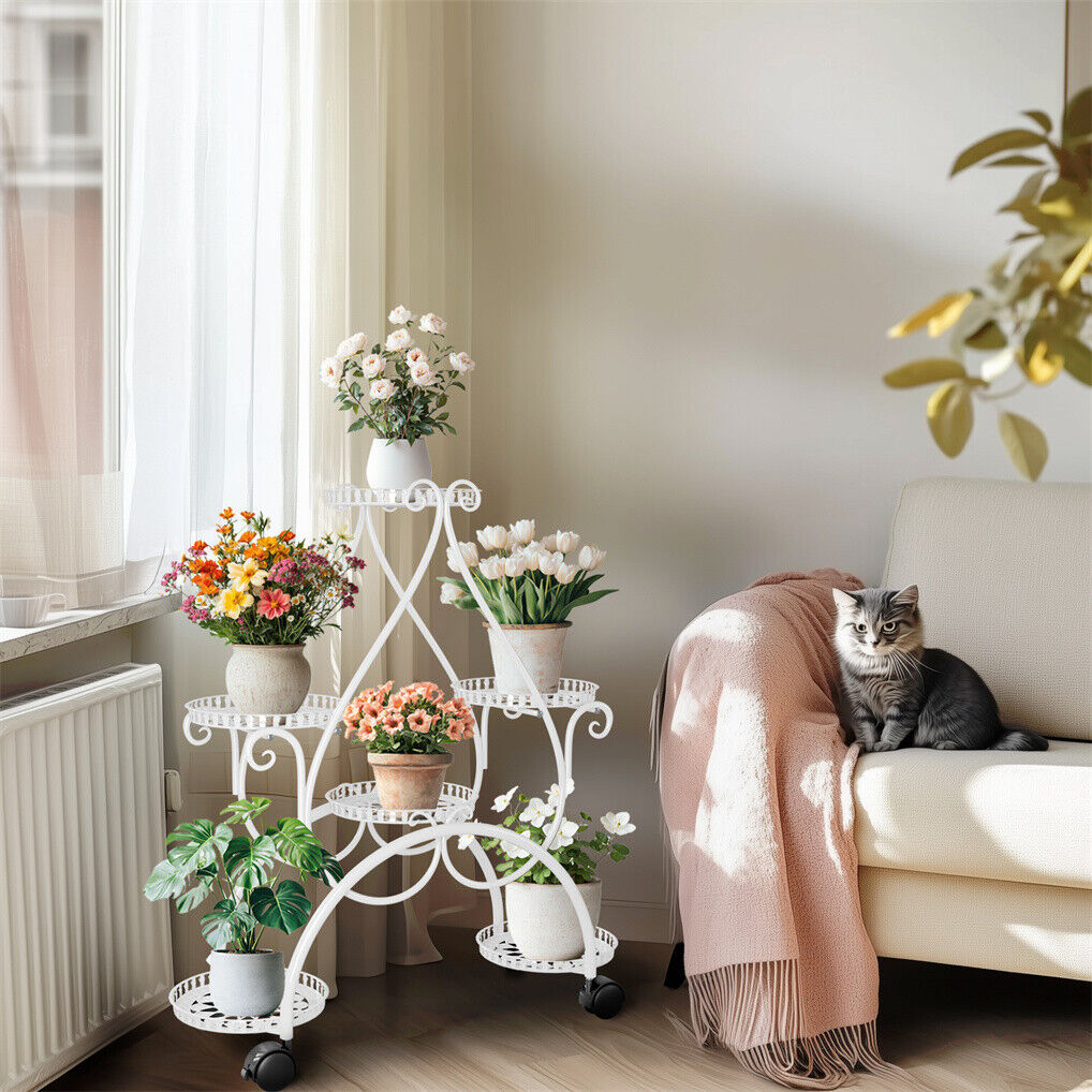 Movable Metal Plant Stand Garden Cart Indoor/Outdoor Decor Tristar Online