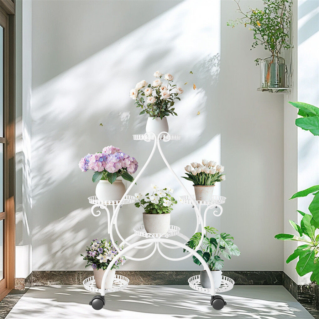 Movable Metal Plant Stand Garden Cart Indoor/Outdoor Decor Tristar Online