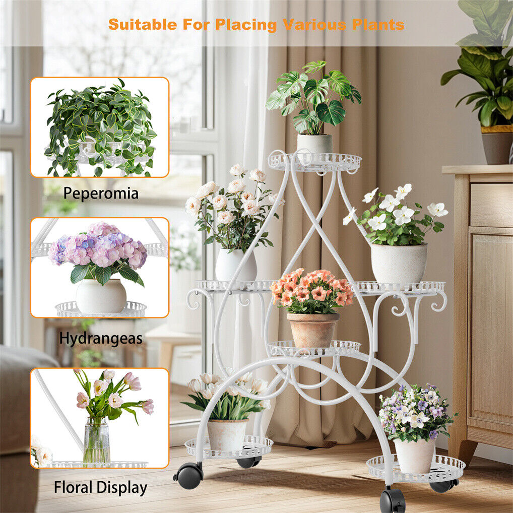 Movable Metal Plant Stand Garden Cart Indoor/Outdoor Decor Tristar Online
