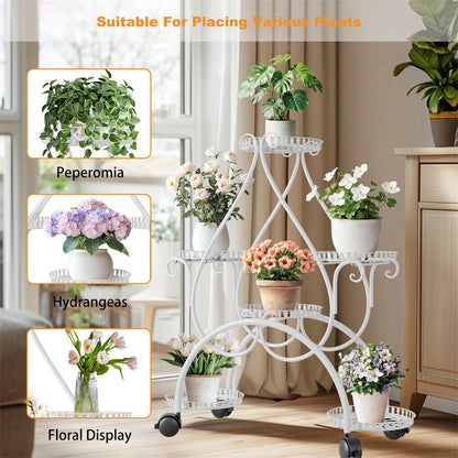Movable Metal Plant Stand Garden Cart Indoor/Outdoor Decor Tristar Online