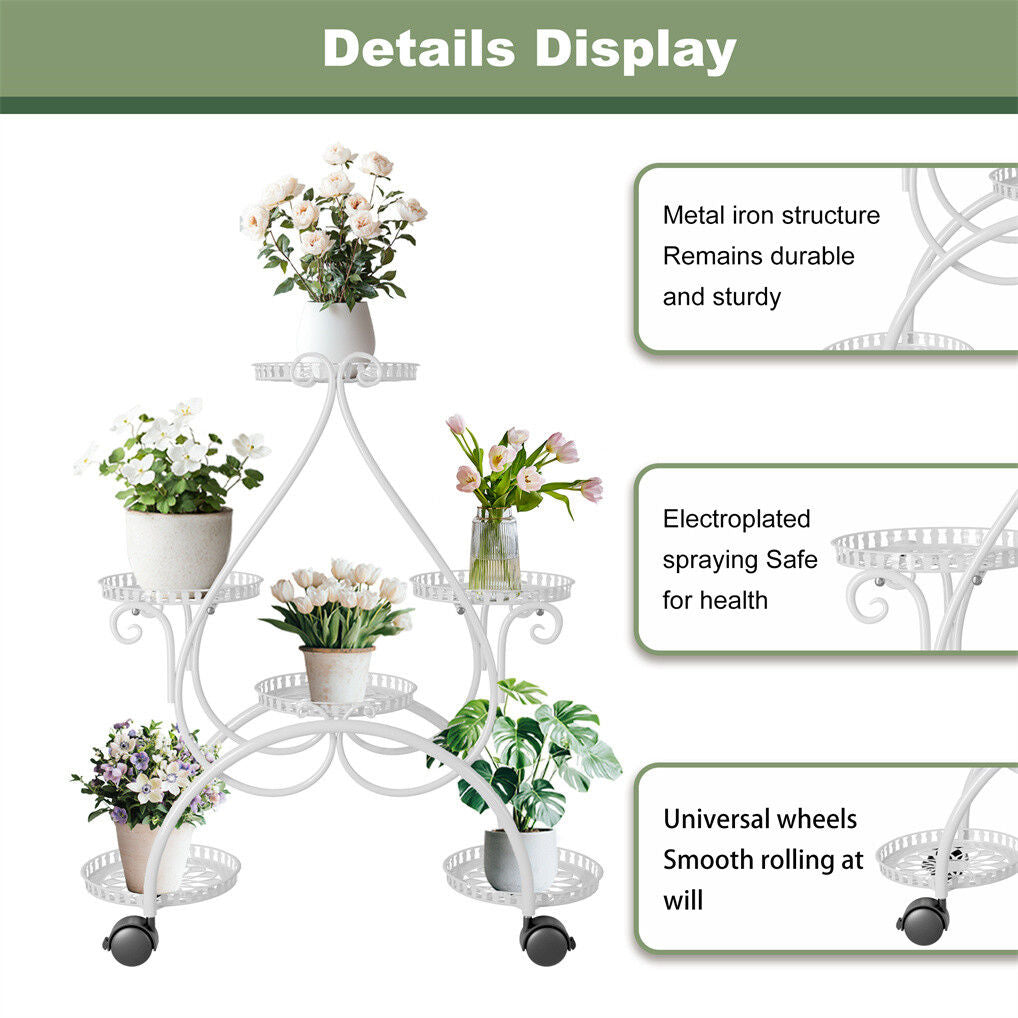 Movable Metal Plant Stand Garden Cart Indoor/Outdoor Decor Tristar Online