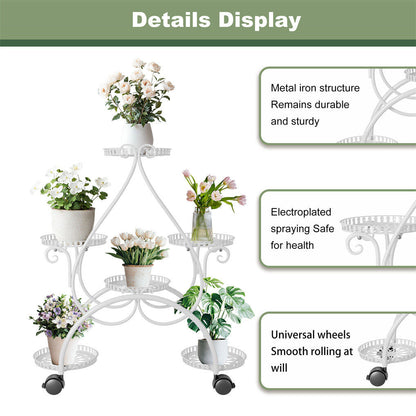 Movable Metal Plant Stand Garden Cart Indoor/Outdoor Decor Tristar Online