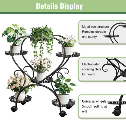 Rolling Metal Plant Stand Indoor Outdoor Garden Display Shelf Tristar Online