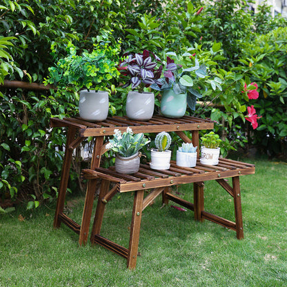 Pine Wood 3pcs Plant Stand Ladder Garden Flower Display Tristar Online