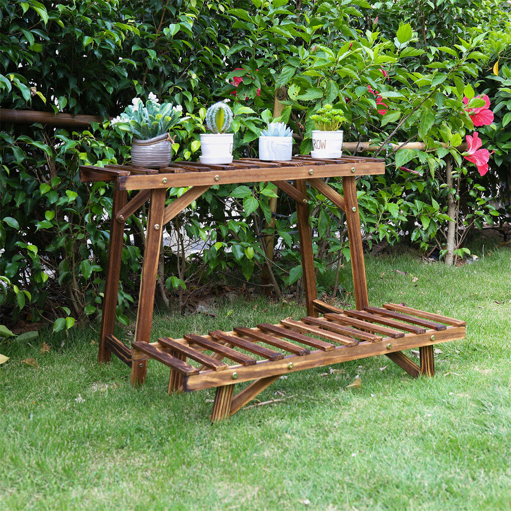 Pine Wood 3pcs Plant Stand Ladder Garden Flower Display Tristar Online