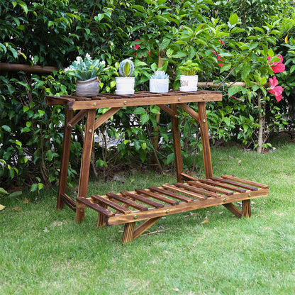 Pine Wood 3pcs Plant Stand Ladder Garden Flower Display Tristar Online