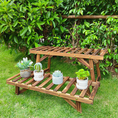 Pine Wood 3pcs Plant Stand Ladder Garden Flower Display Tristar Online