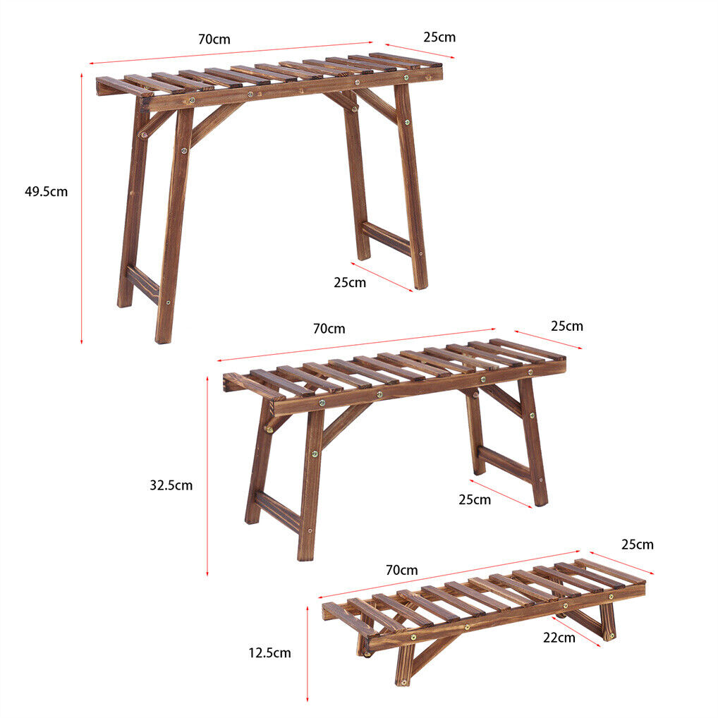 Pine Wood 3pcs Plant Stand Ladder Garden Flower Display Tristar Online