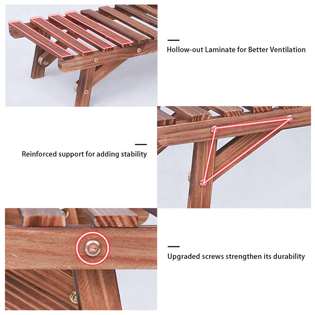 Pine Wood 3pcs Plant Stand Ladder Garden Flower Display Tristar Online