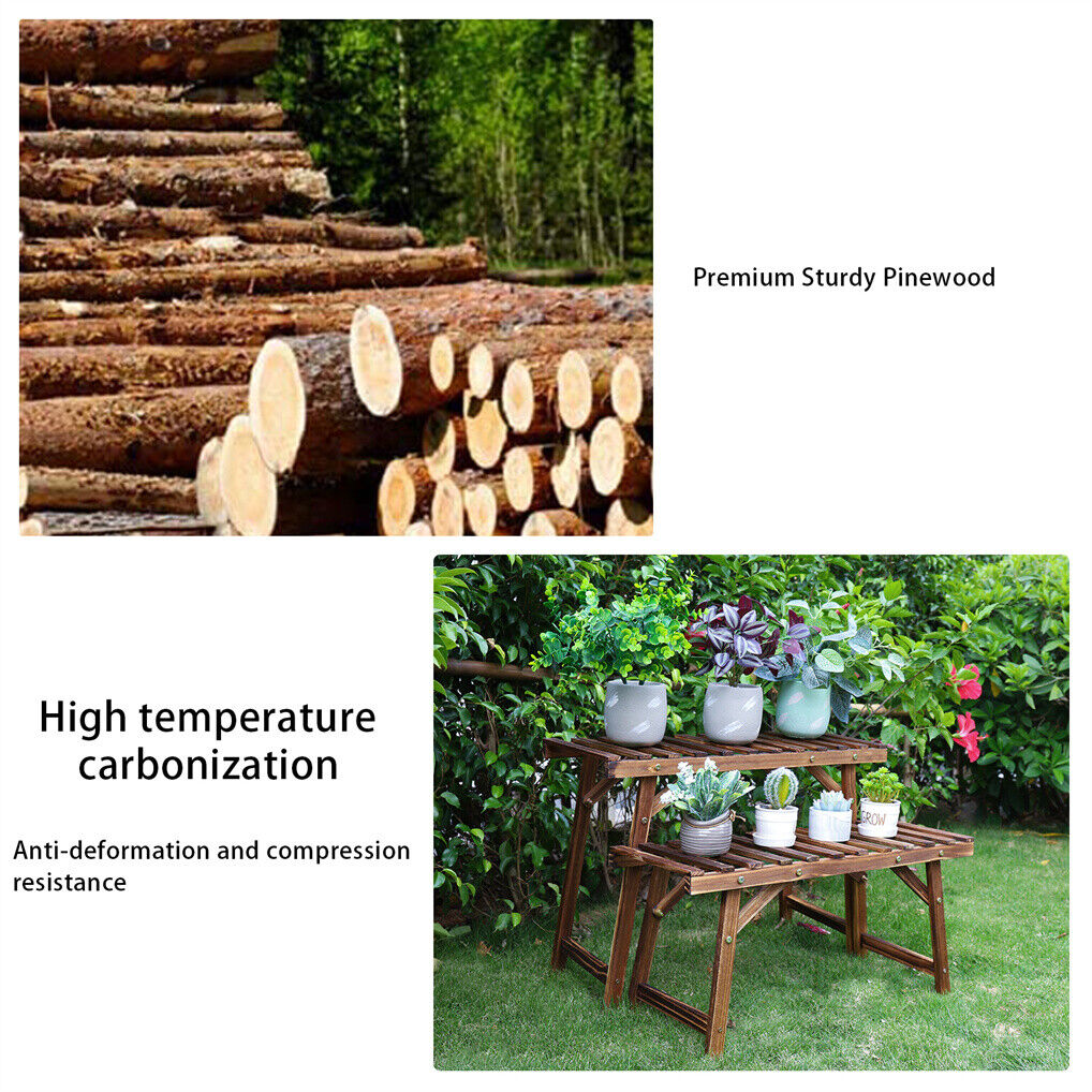 Pine Wood 3pcs Plant Stand Ladder Garden Flower Display Tristar Online