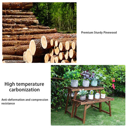 Pine Wood 3pcs Plant Stand Ladder Garden Flower Display Tristar Online