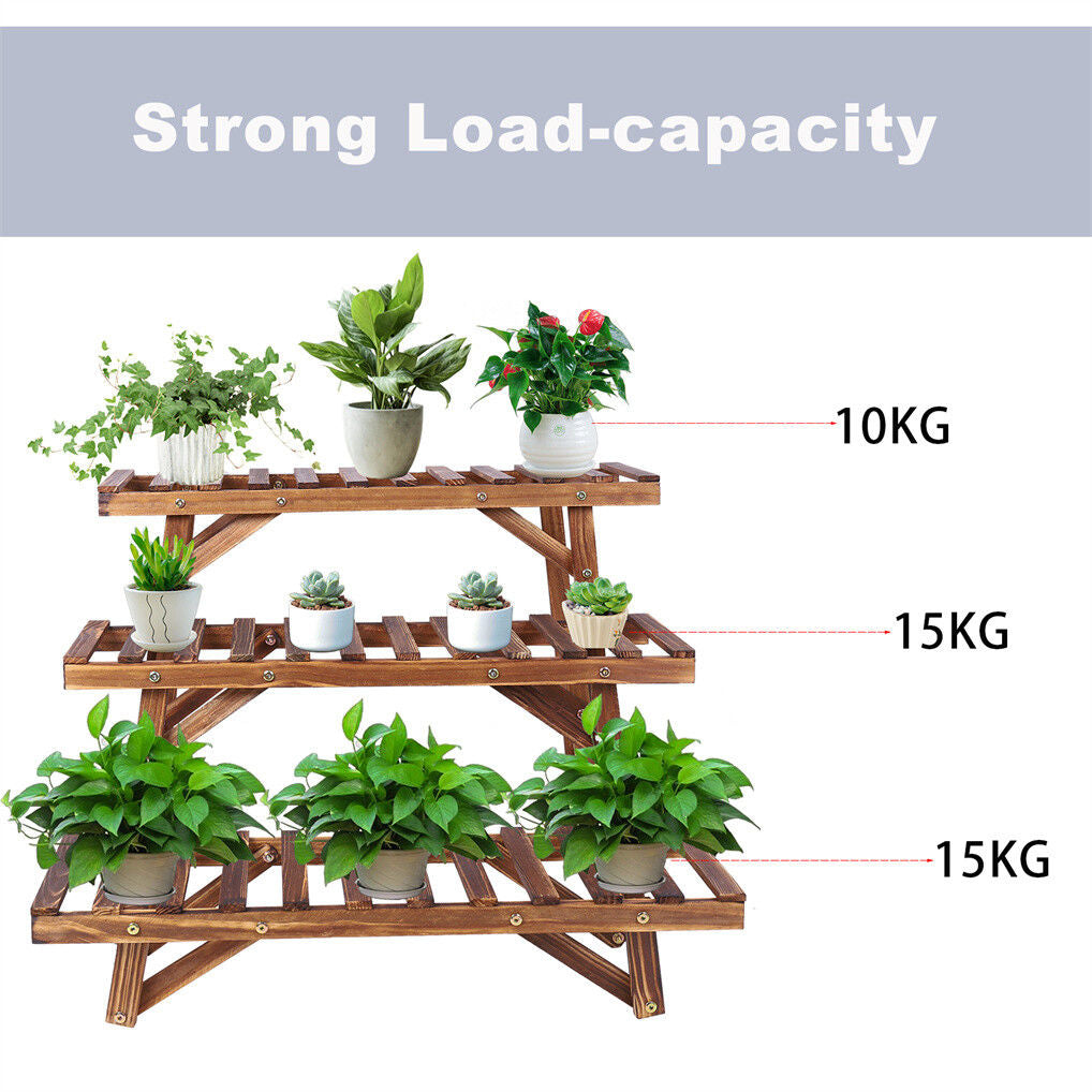 Pine Wood 3pcs Plant Stand Ladder Garden Flower Display Tristar Online