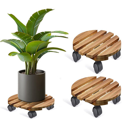 Wooden Plant Caddy Stand 2-Pack 360� Rotating Casters Tristar Online
