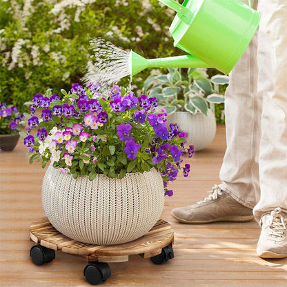 Wooden Plant Caddy Stand 2-Pack 360� Rotating Casters Tristar Online
