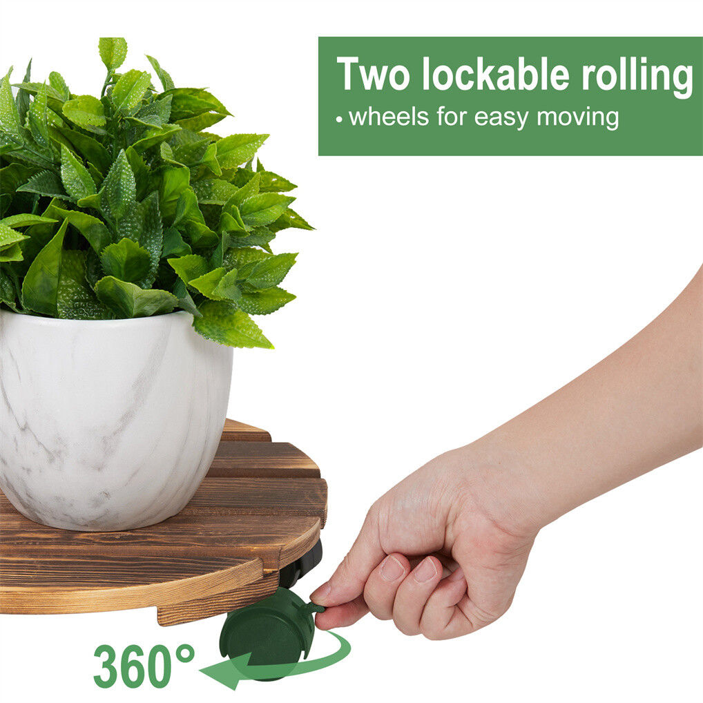 Wooden Plant Caddy Stand 2-Pack 360� Rotating Casters Tristar Online