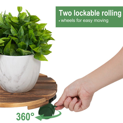 Wooden Plant Caddy Stand 2-Pack 360� Rotating Casters Tristar Online
