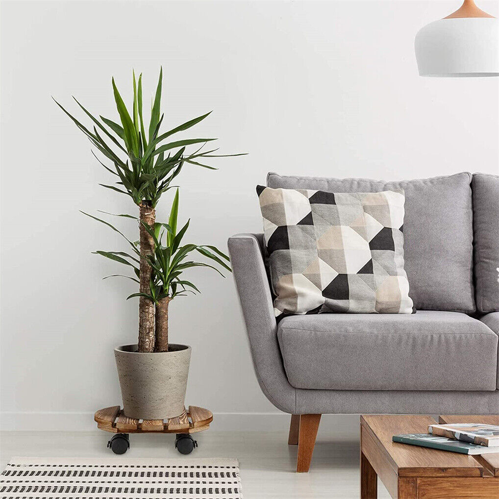 Wooden Plant Caddy Stand 2-Pack 360� Rotating Casters Tristar Online