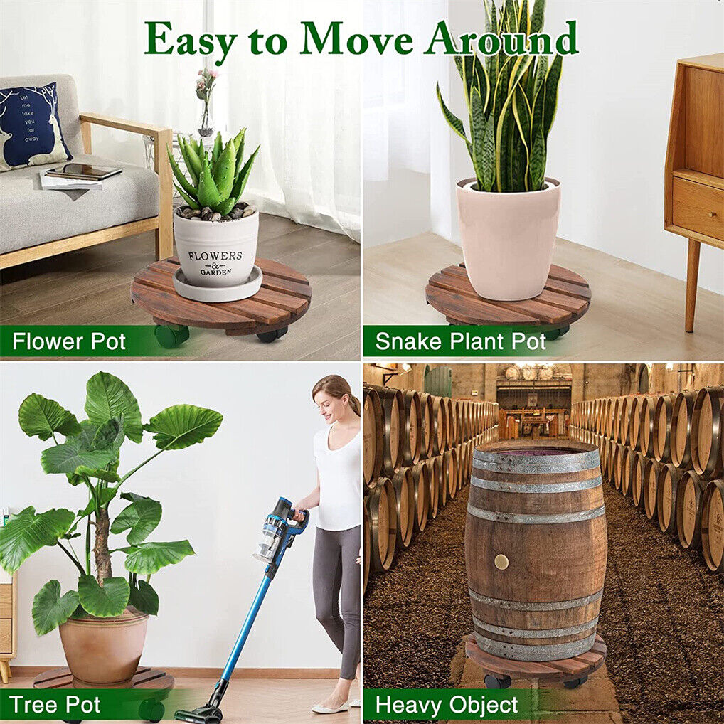 Wooden Plant Caddy Stand 2-Pack 360� Rotating Casters Tristar Online